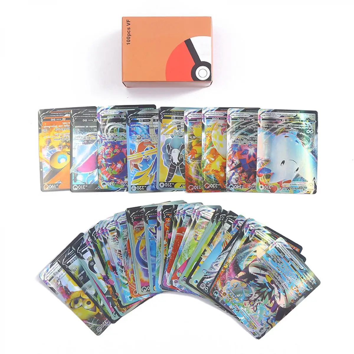 New 100Pcs French English Pokemon Game Cards VMAX Letter Rainbow Arceus Shiny Charizard Mewtwo Pikachu Collection Card Toy