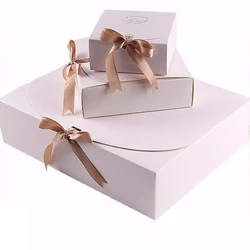 10pack Gift box Christmas Gift Box with ribbon Paper Packing Bags Party Home Decoration  Birthday Holiday Candy Cookie Storage