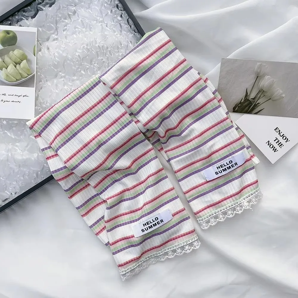 Fashion Ice Silk UV Protection Sleeves Striped Loose Anti-UV Arm Covers Cool Sun Protection Mittens Summer Outdoor view 3
