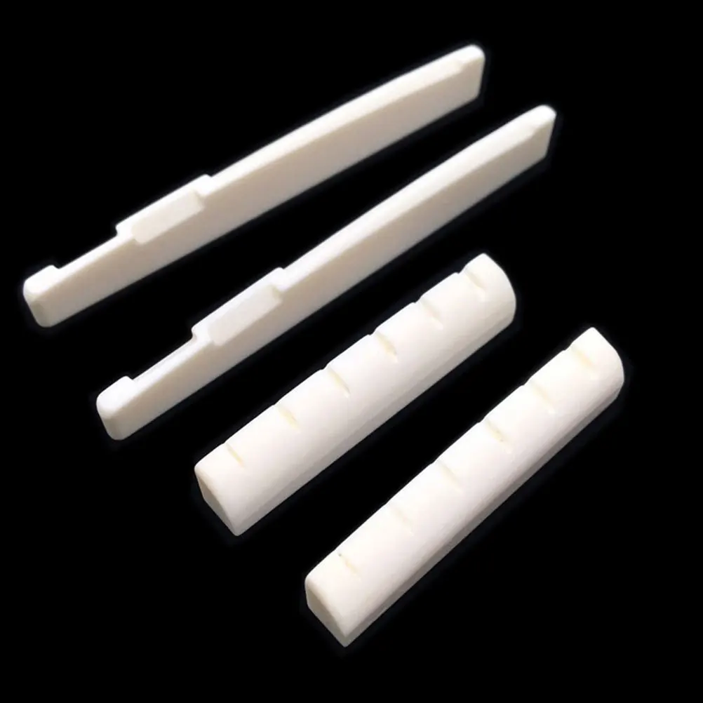 

2Pcs Acoustic Guitar Saddle Nut Ox Bone Material Replacement Bridge Parts Enhances Sound Quality Great Gift for Guitar Players