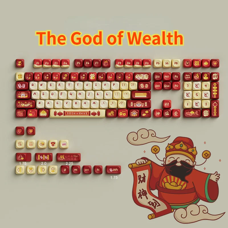 

The God of Wealth Keycaps Profile OQO PBT Dye-Sub Key Cap for Cherry MX Switch DIY Layout Mechanical Keyboard Cap