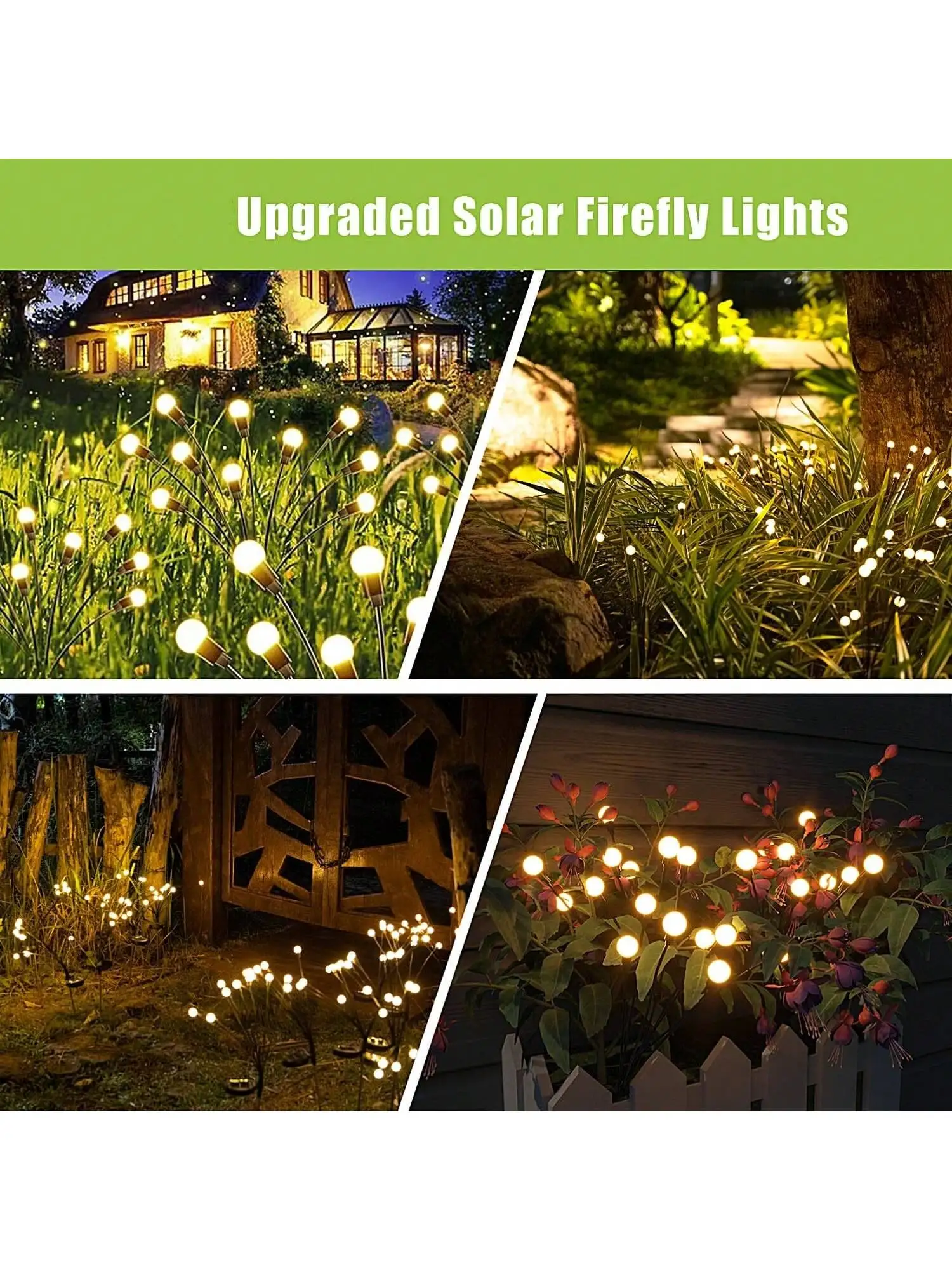 Solar Garden Lights Outdoor Waterproof, Swaying Firefly Light, Garden Decor | 2/4 Pack Solar Firefly Lights, Auto On/Off Decor for Yard, Patio, Pathway and Lawn, Gifts for Women, Christmas Decor