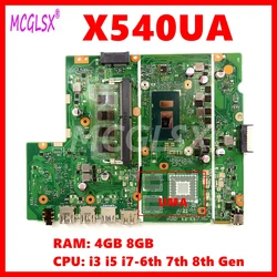 X540UA Mainboard For ASUS X540UBR X540UB X540UA X540U X540 X540UV X500UB Laptop Motherboard with i3/i5/i7-7th Gen CPU 8GB-RAM