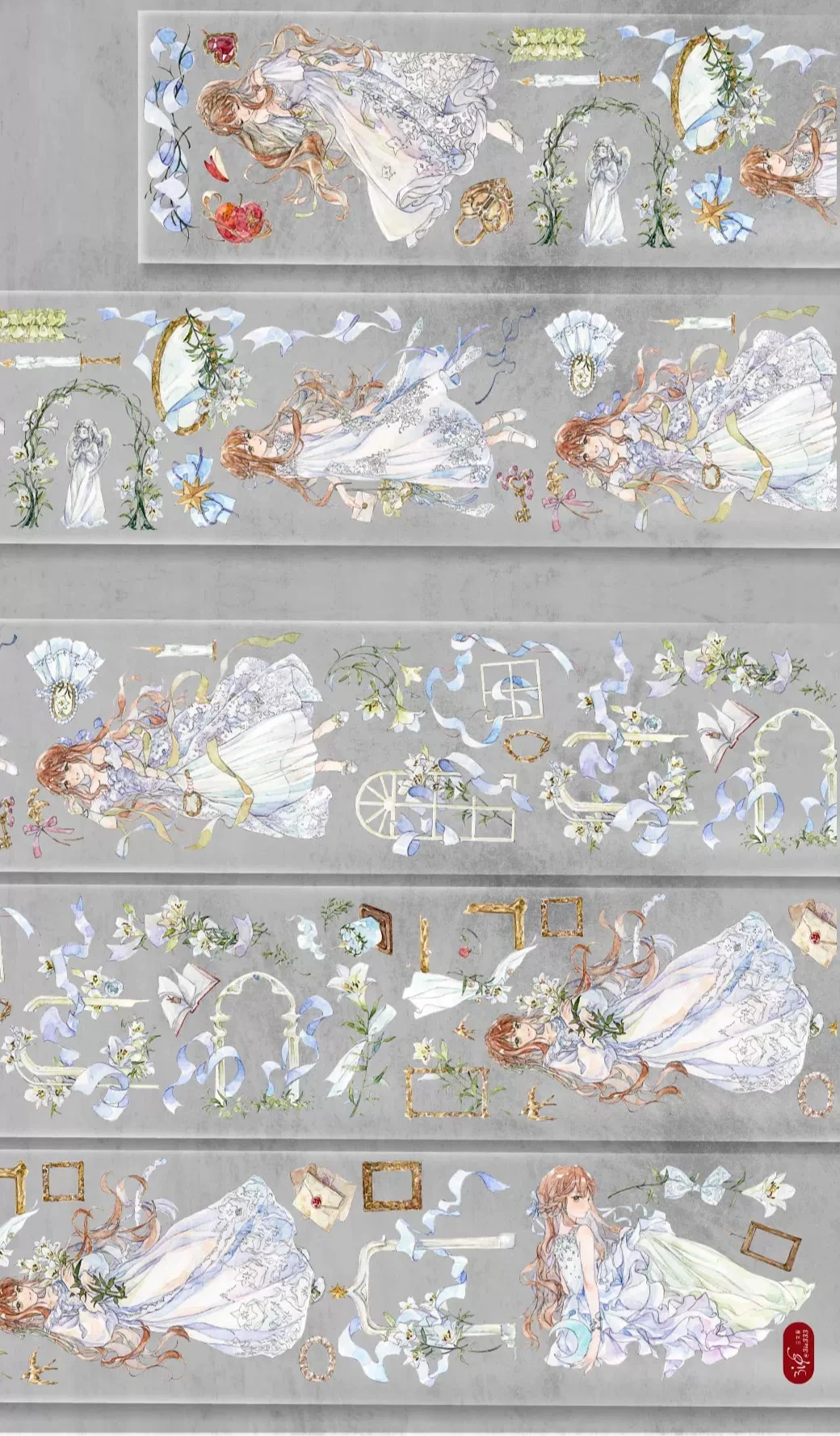 Washi Tape Sample Lily Veil Harmony Veil Eternal Fantasy Frame Floral DIY Journal Planner Scrapbooking Sticker Decoration