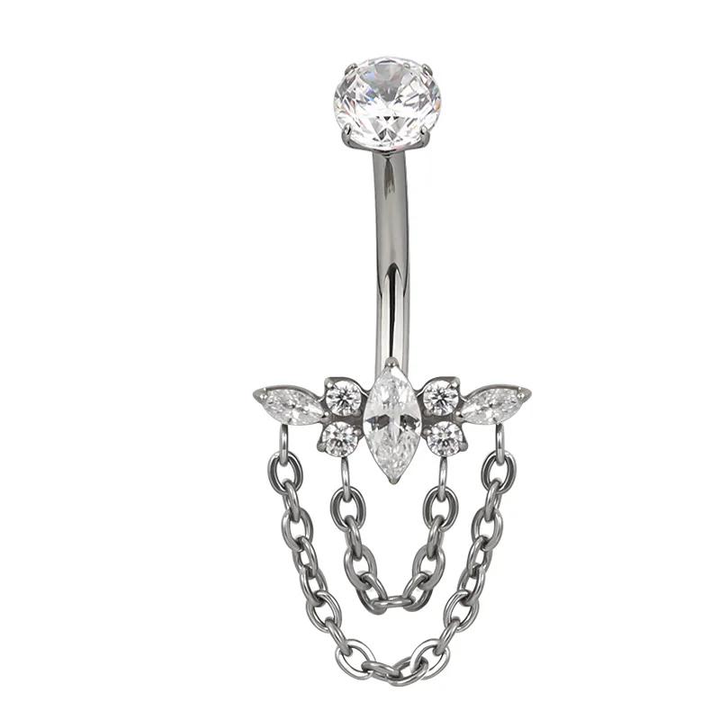 ASTM F136 Titanium Chain Belly Button Navel Ring