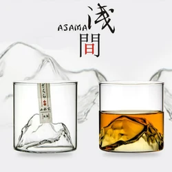 Niche Japanese Style Whisky Glasses, Himalaya Whiskey XO Wine Cup, EDO 3D Mountains Artwork, Liqueur Shot Glass, Wooden Gift Box