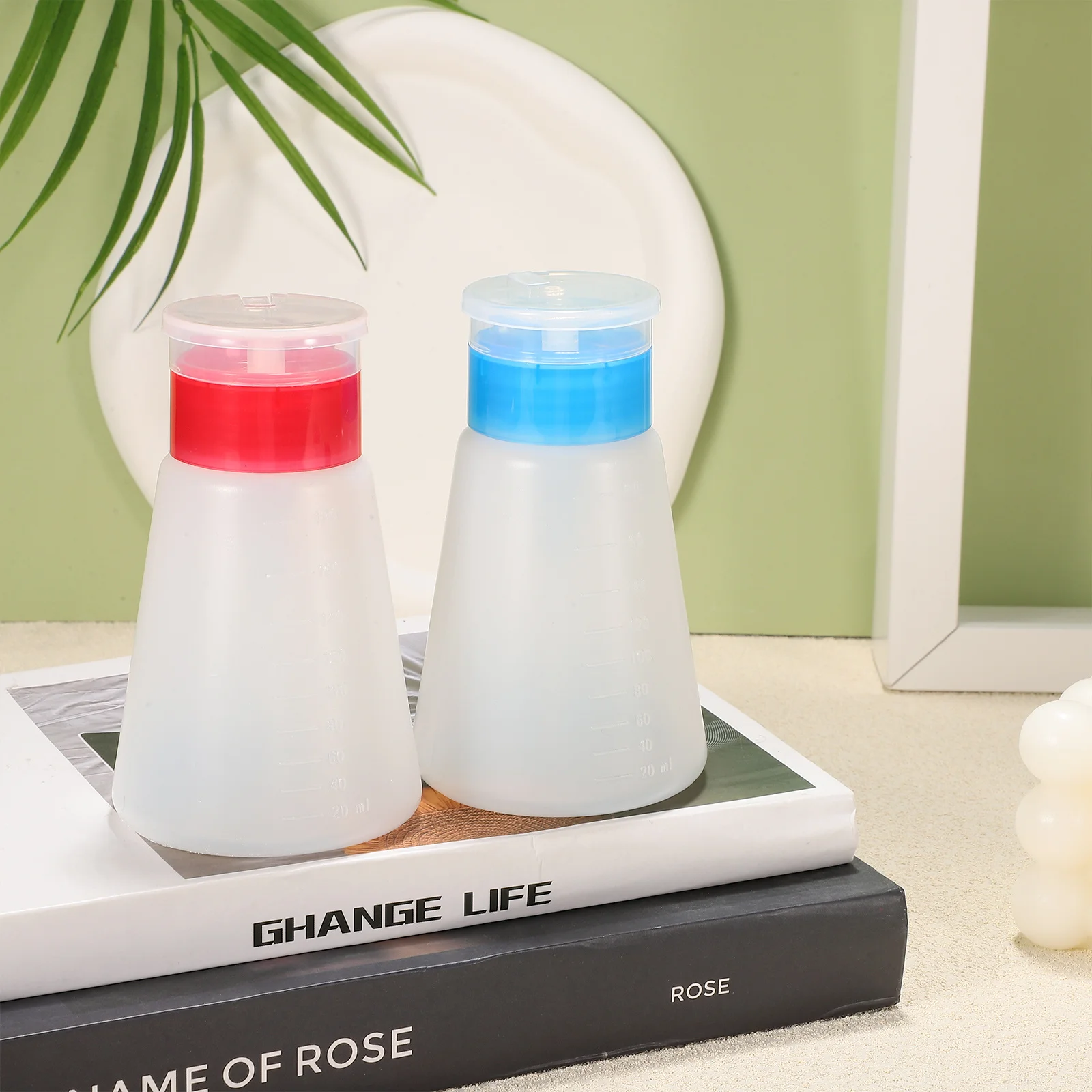 2Pcs Empty Pump Bottles Nail Polish Remover Dispensers Push Down Leakproof Refillable Liquid Pump Dispenser