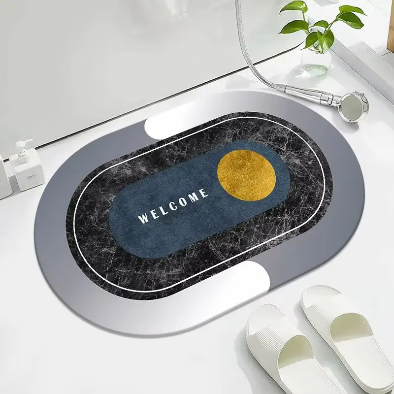 سجادة أرضية من الطين المشطورة للحمام، سجادة أرضية غير قابلة للانزلاق عند باب المرحاض، سجادة سريعة الجفاف لشفط باب الحمام #4