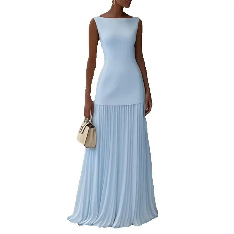 Nowy zestaw na lato 2026: gładka kamizelka bez rękawów i plisowana spódnica, modny styl biurowy, dwuczęściowy komplet damski, swobodny strój z zakładkami.