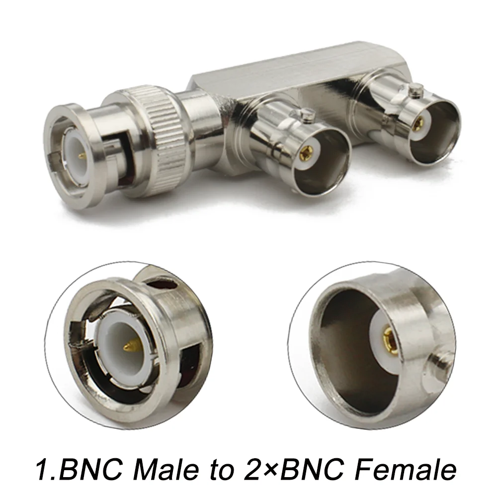 BNC Male To 2×BNC Female  Adapter Q9 BNC Type to Dual BNC Female 3 Way Audio Splitter Tee Type RF Coax Connector BNC-JKK