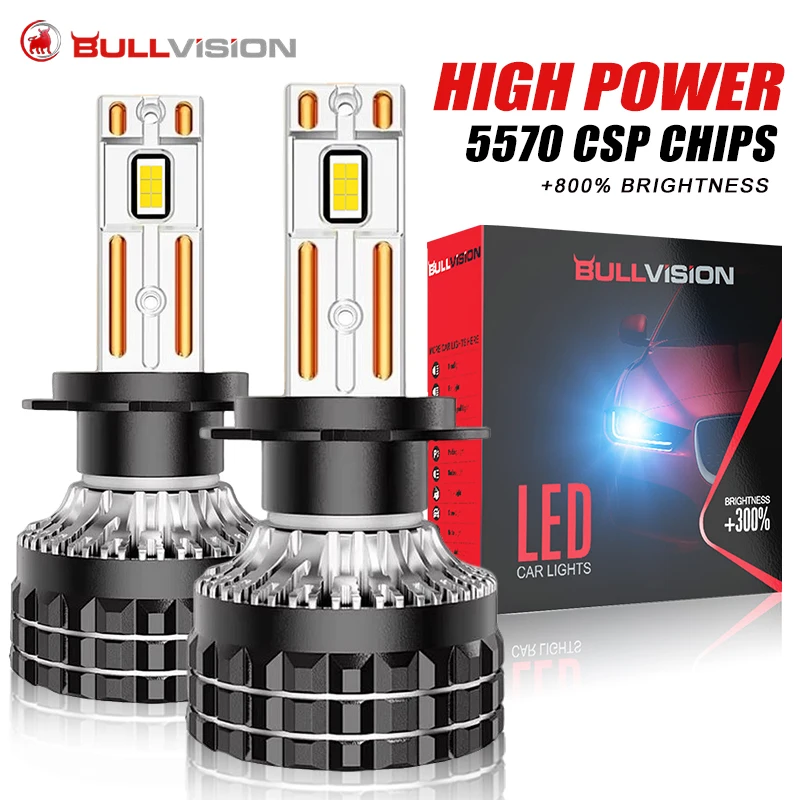 

Bullvision K5C Plus H7 LED Headlight Canbus 60000LM H4 H1 H11 H8 H9 9005 HB3 9006 HB4 9012 CSP 6000K 2 Copper Tube Fog Lights