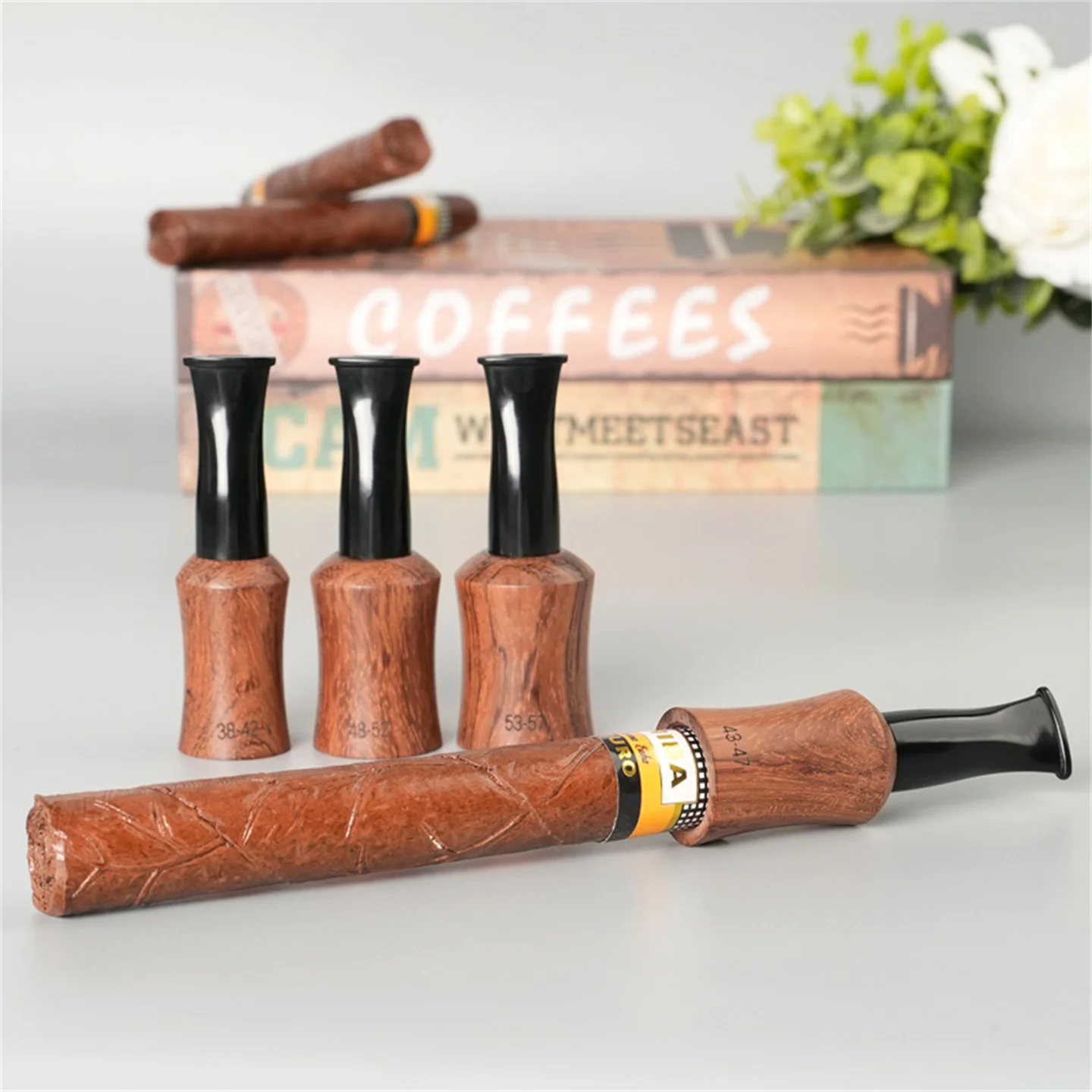 10 Pieces / Lot 20-62 Ring 9MM Activated Carbon Filter Rosewood & Ebony Cigar Holder Cigar Mouthpiece Smoking Accessories