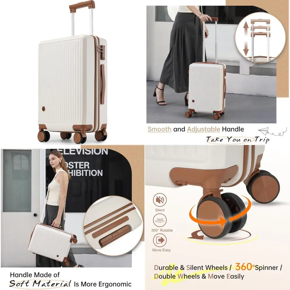 

Ручная кладь Spinner Wheels, одобренный чемодан 22x14x9 дюймов, замок TSA, твердый корпус с расширяемым жестким чехлом для Tra