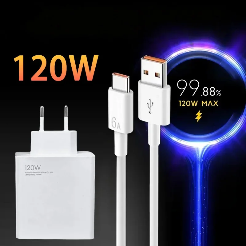 120W Charger Turbo Fast Charge Eu/Us Hyper Charge Adapter Cable For Redmi Note 11 12 13 Pro Plus Mi 14 13 13T Poco Phone - náhled 2