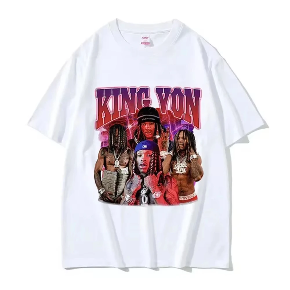 

Рэпер K-King Von Графическая футболка Мужская хип-хоп Готическая мода Футболки с короткими рукавами Высококачественная хлопковая футболка Уличная одежда Harajuku