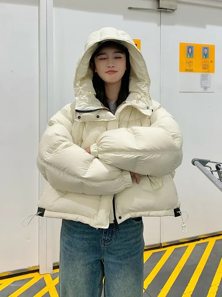 Bianco Thiened ort giù Jaet donna inverno 2023 nuova taglia piccola LULU Kendall Jenner Sle pane cappotto versione coreana