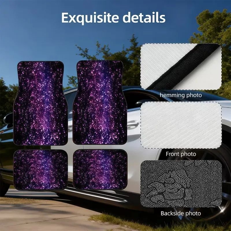 4Pcs Car Floor Mats Purple Galaxy Starry Pattern - Fashion Style For Vehicle Interior Protection
