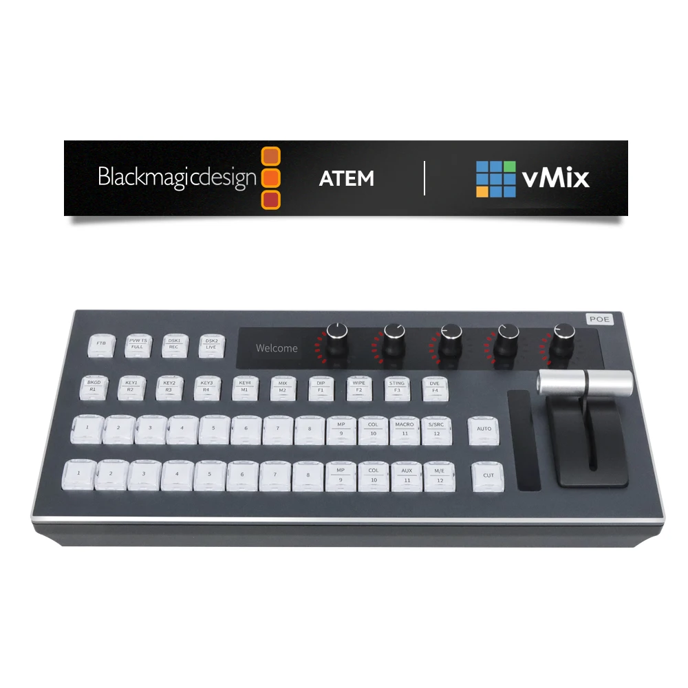Hot Selling 12 Channel VMix Atem Obs IP Controller Panel Video Mixer Switcher Live Streaming for Sport Church TV Studio