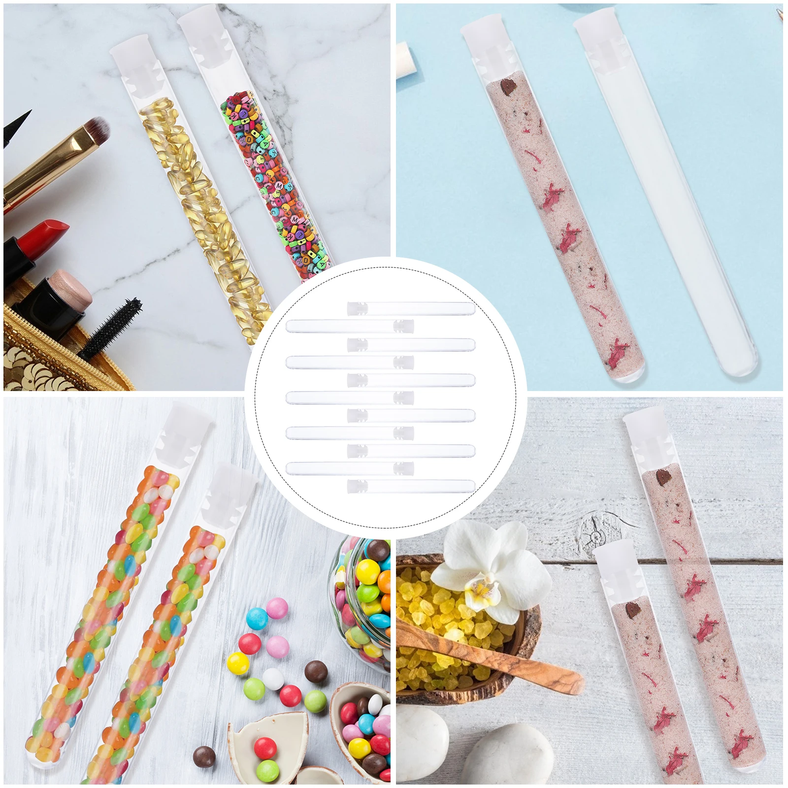 

100pcs Plastic Test Tubes Transparent Bottles Rack Experiment Science Teaching Moisture Proof Eco Friendly