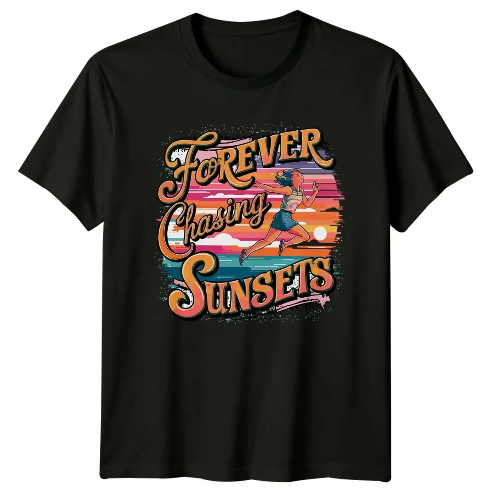 Forever Chasing Sunsets - Camiseta para mujer, diseño de atardecer, para amantes del estilo de vida, regalo de cumpleaños, vintage, ligeramente desgastada