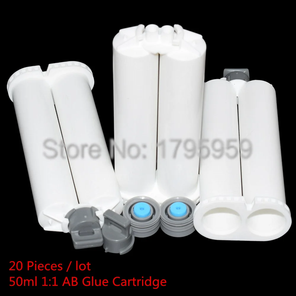 20 pz vuoto 50ml resina epossidica colla tubo 1:1 10:1 4:1 2:1 cartucce a doppia canna con pistoni sigillanti per 50ml AB colla pistole strumenti