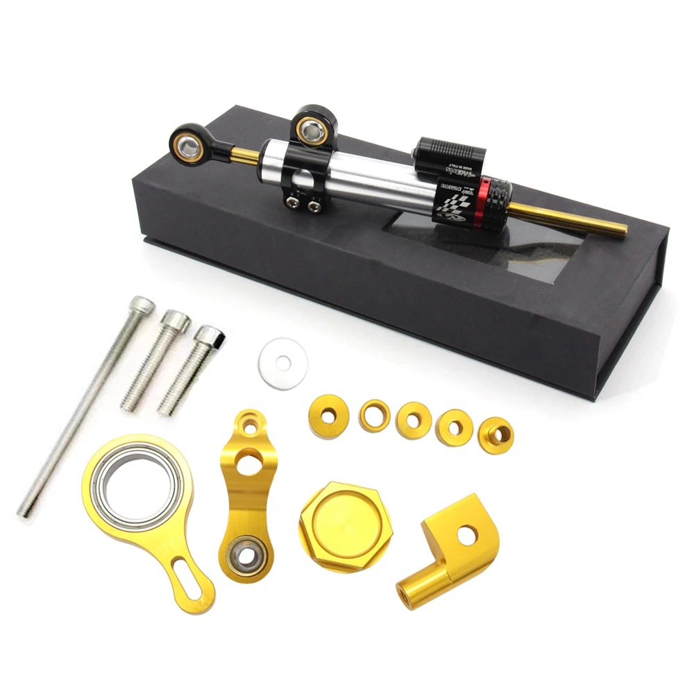 Steering Damper Stabilizer Bar, Amortecimento Ajustável Balance, Bracket Kit, Motocicletas Acessórios, Yamaha YZF R1 YZF R6