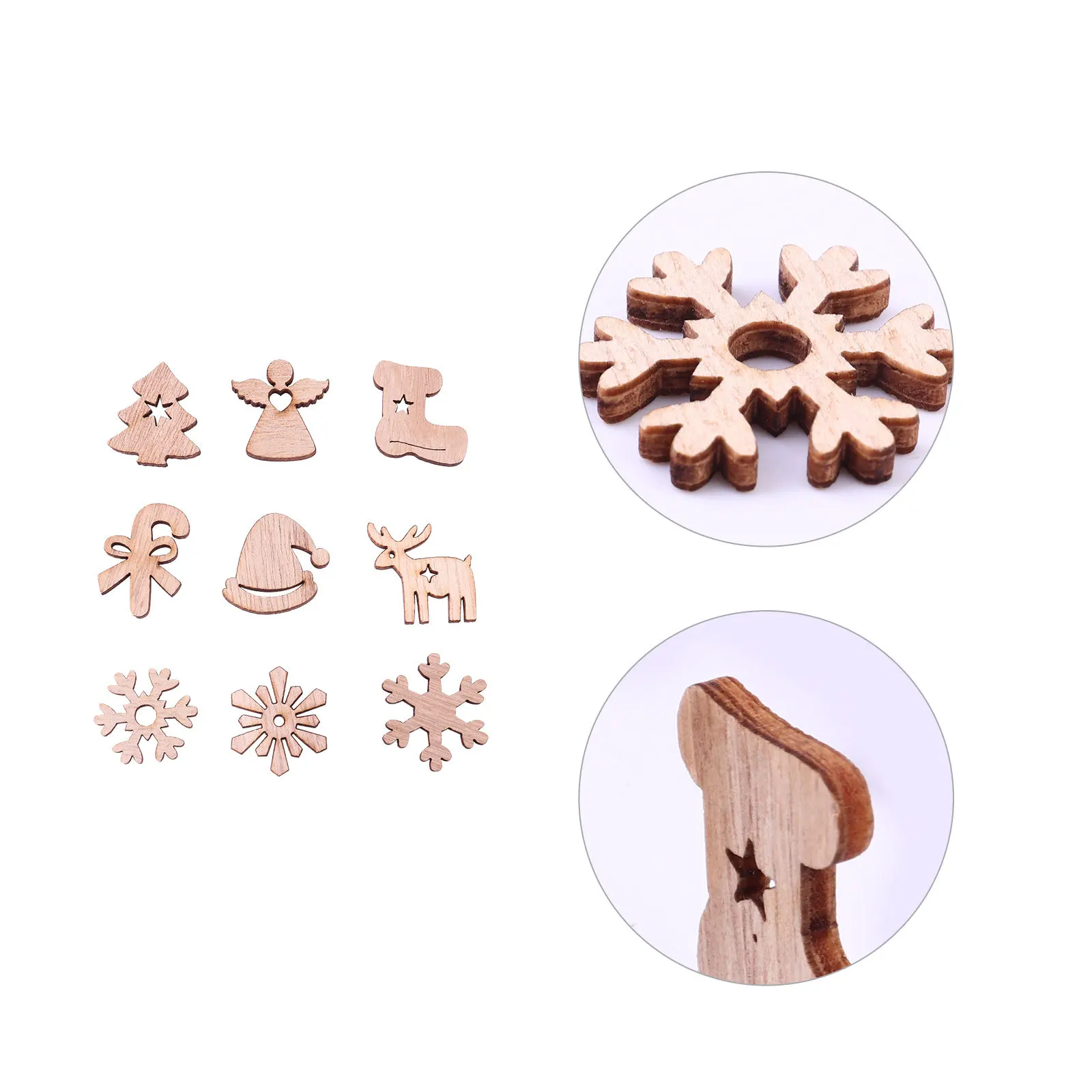 

100 pcs Wooden Laser Ornaments 1 Khaki Christmas Tree Decorations Multipurpose Diy Craft Supplies Handicraft Sewing Tools