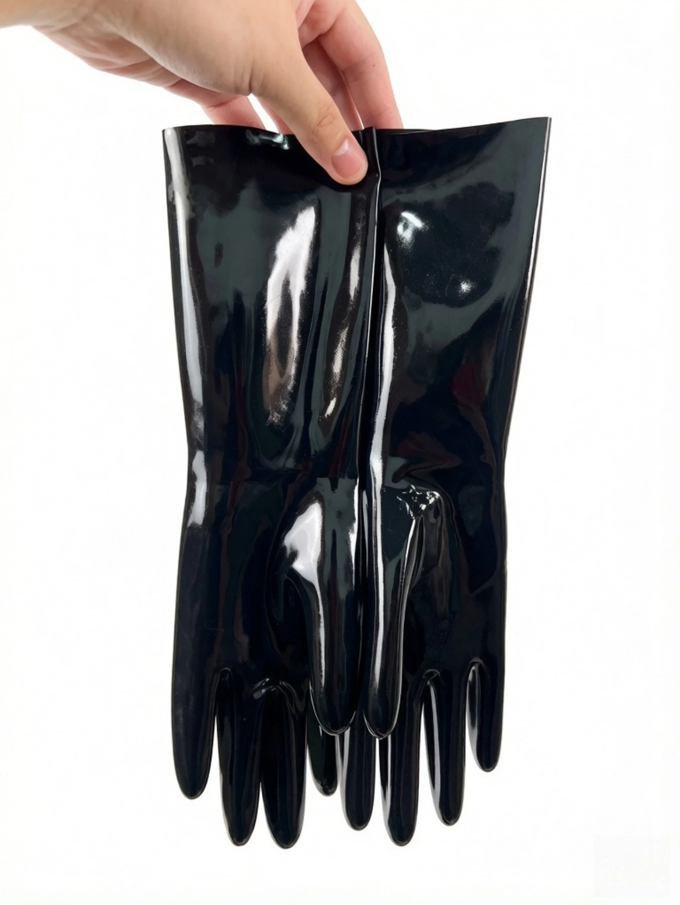 Image of Schwarze Hochglanz-Kurzhandschuhe Bühnen-Performance-Accessoires