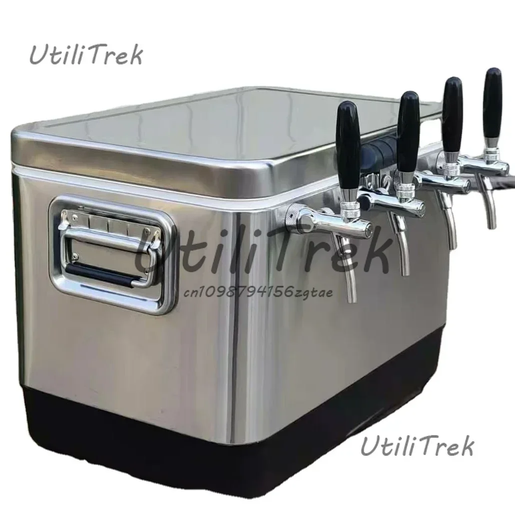 

HomeBrew Draft Beer Jockey Box Stainless Steel Coil Chiller With 4 Faucets For Outdoor Draft Beer Dispenser