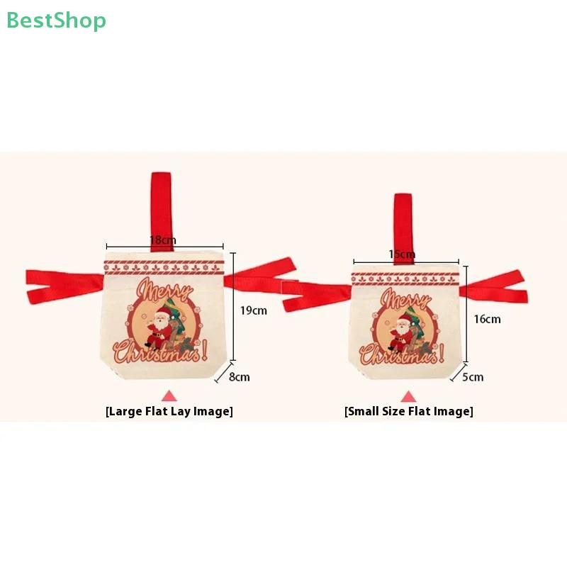 🍄 حقيبة قماش حلوى عيد الميلاد، حقيبة يد برباط من أبل لحفلات عشية عيد الميلاد