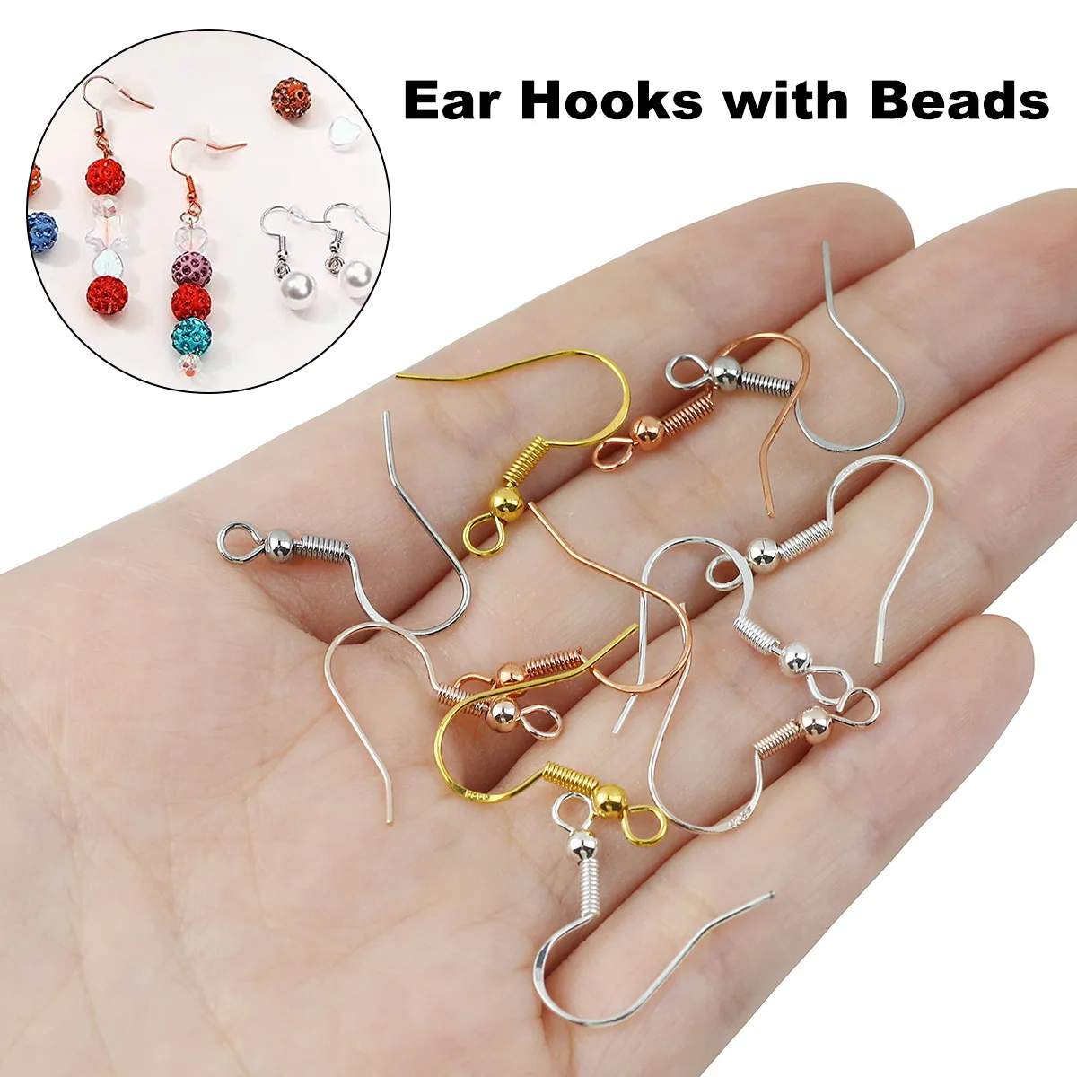 925 Silver Ear Hooks with Bead Safe Skin For Jewelry Making Findings DIY Loose Rounds Beads Earring Accessories 20MM 10-50PCS