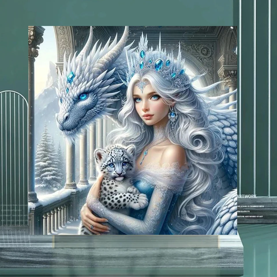 Dragon And Girl DIY Full Diamond Painting Fantasy Aniamls Cross Stitch Kits New 2024 Mosaic Diamond Embroidery Sale