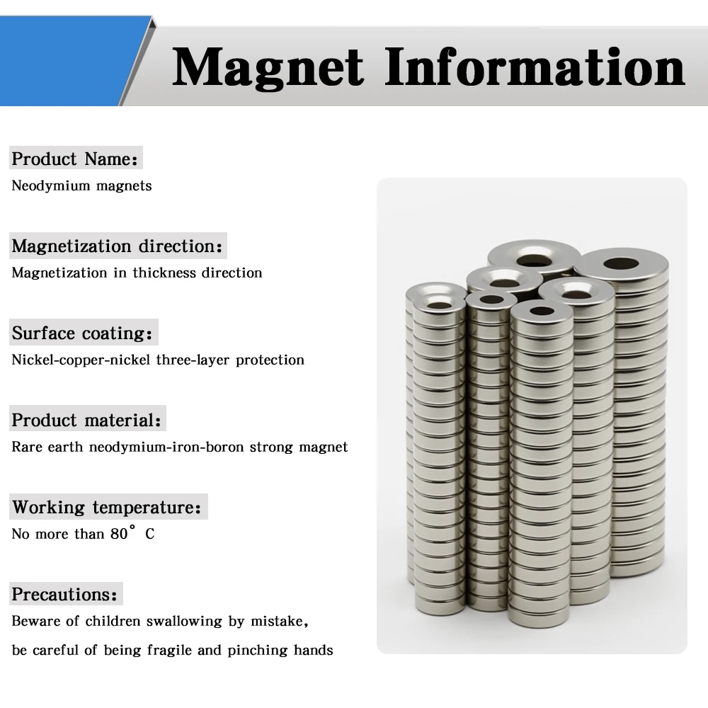 Hochfester runder Neodym-Magnet mit Löchern, NdFeB, permanenter, leistungsstarker Kühlschrankmagnet, Magnet-Eisen, 30x5-6mm – Detail 2