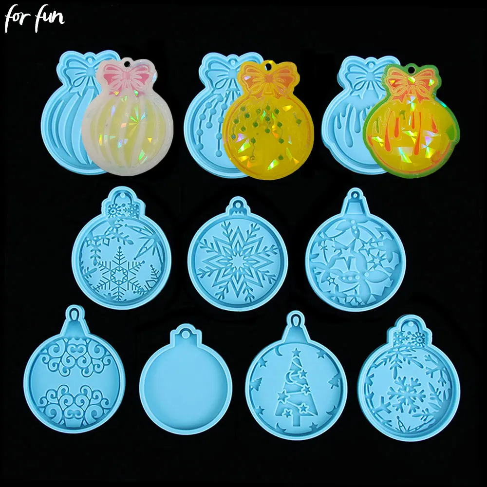 For Fun DIY Christmas Ball Keychain Silicone Molds Crystal Resin Mold Pendant Clay Molud Candy Chocolate Mold Home Decoration