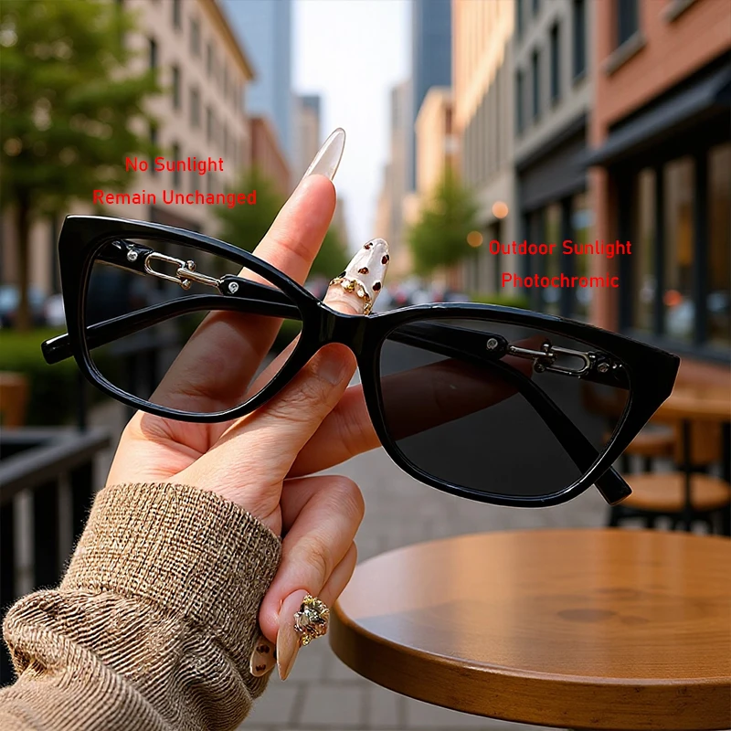

Fashion Photochromic Anti-blue Light Women Glasses Classic Trendy Cat Eye Eyewear Outdoor Vacation Photography Accessory Eyewear