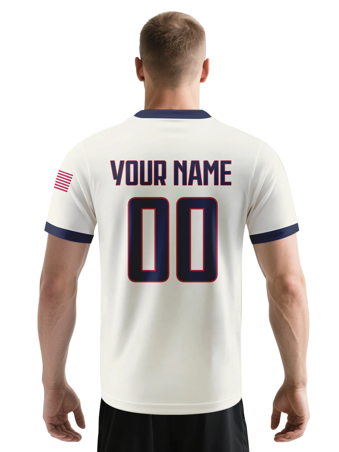 Personalized USA Soccer Jersey Custom Name Number Breathable V-neck Football Team Shirt for Men Youth Women