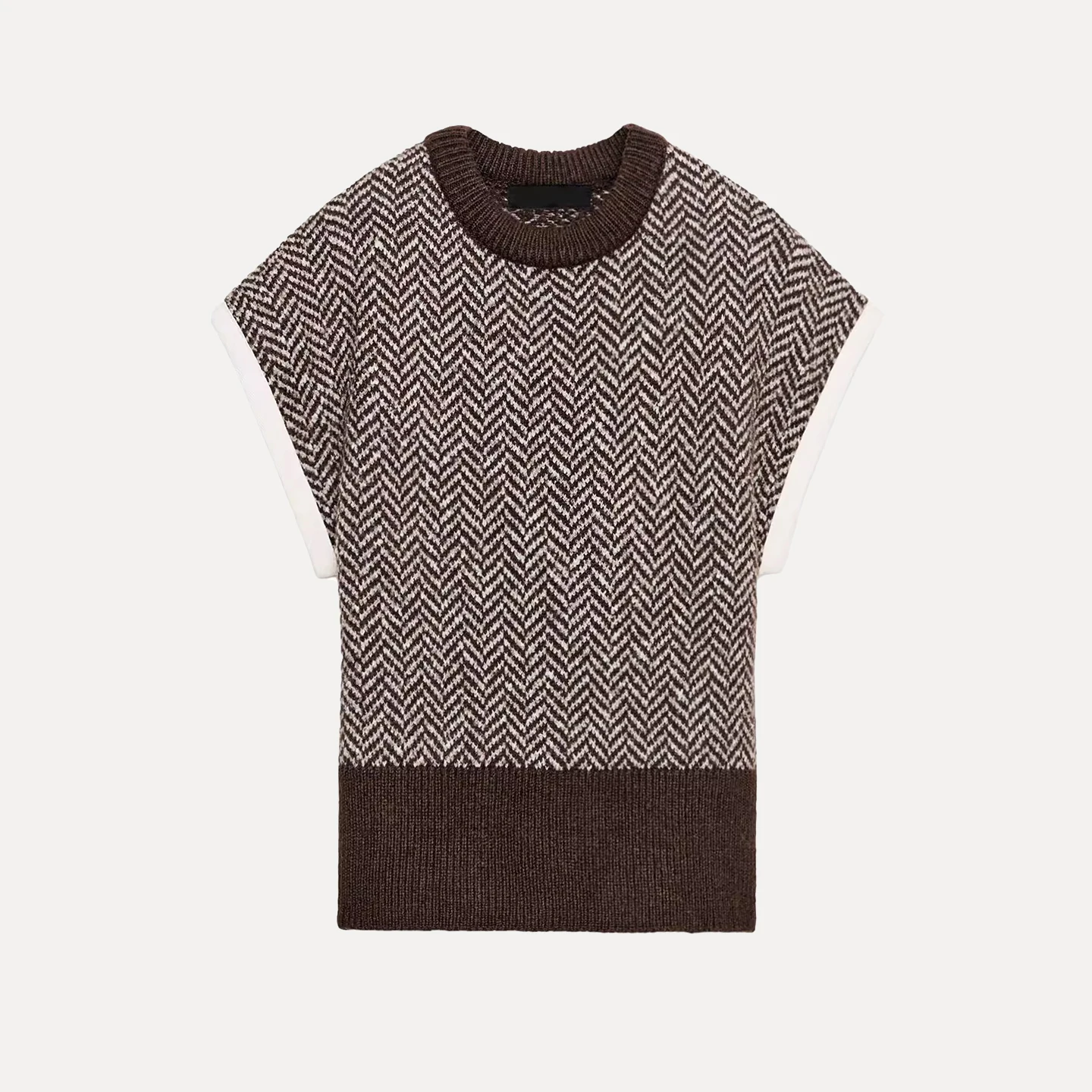 Zoete Faionable Gebreid Vest Top Dames Faion Herfst 2025, rond Ne Streeppatroon Geen Knoopsluiting Pendelen Sle