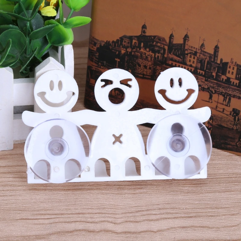 Smiling Face Cartoon Wall Sucker Toothbrush Rack Holder Plastic Home Bathroom Organizer Tool