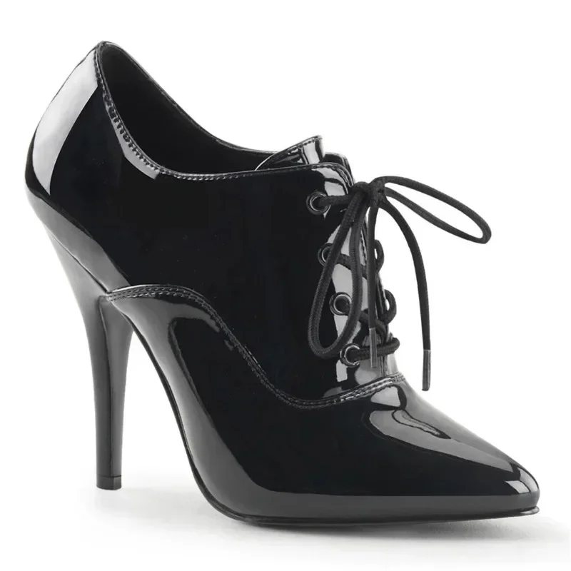 14CM Stiletto High Heel Unisex Oxford Vintage Fetish Pump Plus Size Shoes Party Shoes Size34-46 In Stock