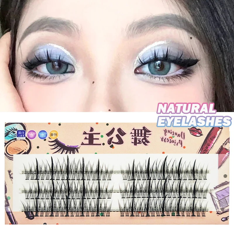 DINGSEN 3 Reihen Natürliche Flauschige Cluster-Wimpern Einzelne Manga-Wimpern Künstliche Wimpern für DIY-Verlängerungen Anime-Stil für Anfänger – Detail 9