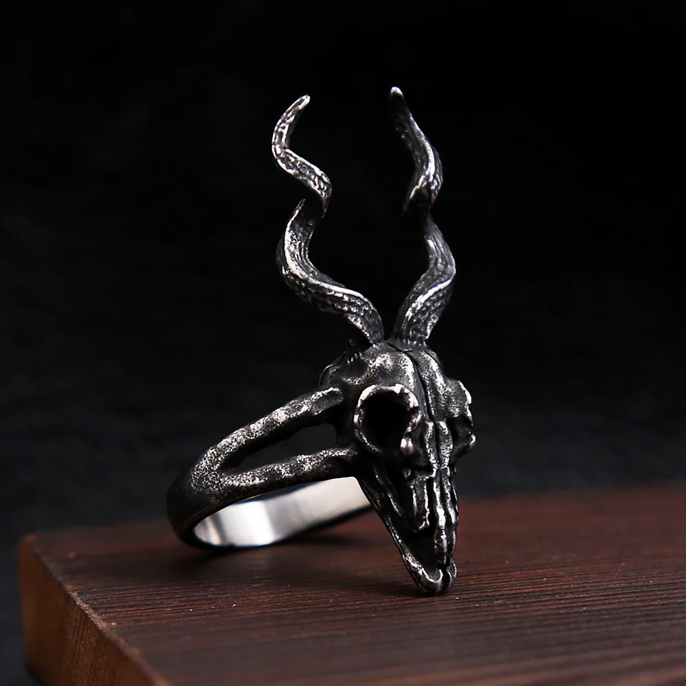 Small Size Vintage Sheep Head Ring Stainless Steel Black Sheep Skull Ring For Men Biker Fashion Punk Jewelry Gifts Dropshipping image 3