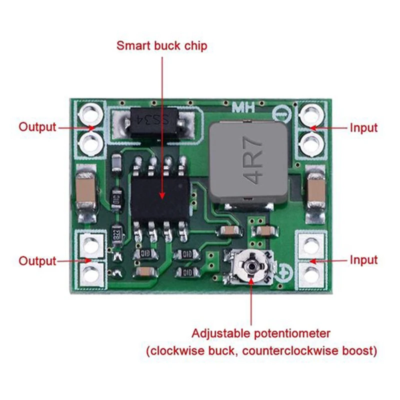 5Pcs Mini MP1584EN DC-DC Buck Converter Adjustable Power Supply Module 24V To 12V 9V 5V 3V Reduced Voltage Regulator