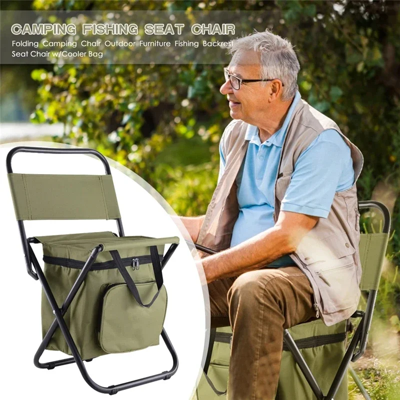 Sports Outdoor Bag Folding Chair Portable Back Fishing Self Driving Tour Simple Horse Multi Function Insulation Ice Pack Stool