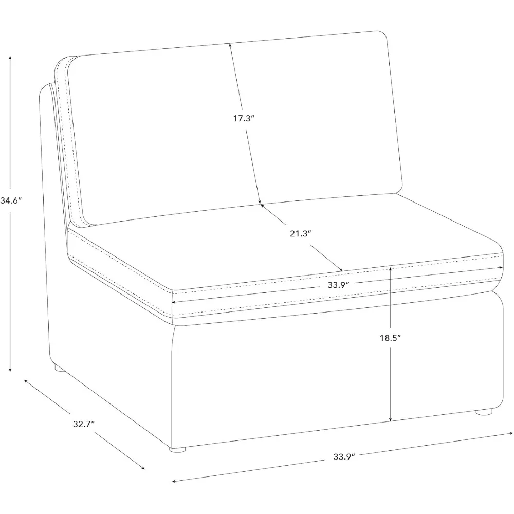 Modern Upholstered Middle Module for Modular Sectional,Sectional Sofa Couch Accent Armless Chair, Blue