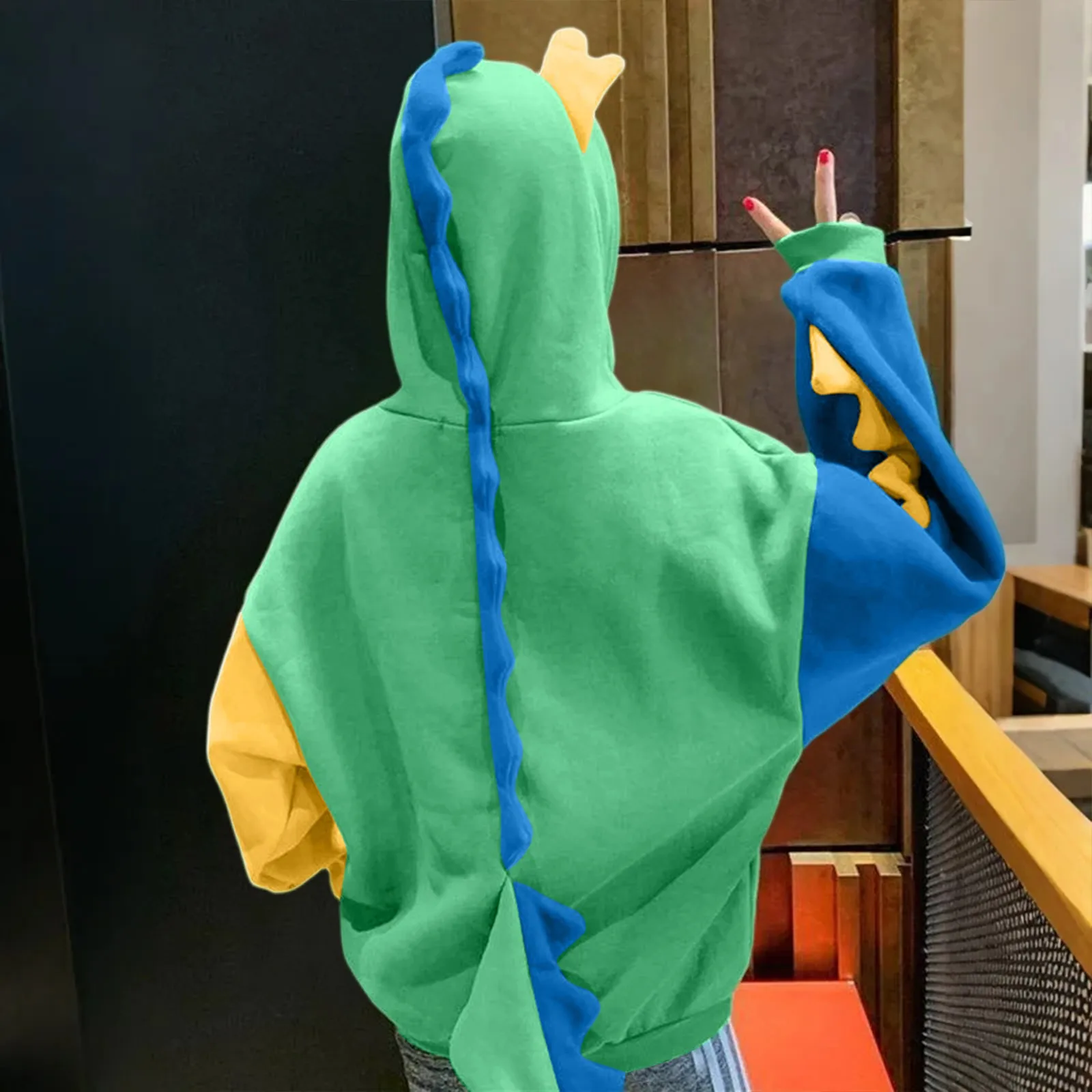 Women'S Contrasting Dinosaur Loose Casual Pullover Sweatshirt Sweatshirt Women' S Clothes Long Sleeve Tops For Woman 2025