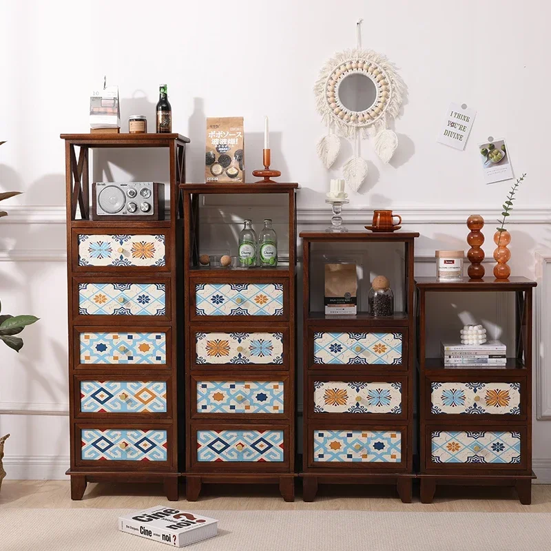 

Retro Home Storage Cabinet American High-end Living Room Locker Light Luxury Multi-functional Chest of Drawers