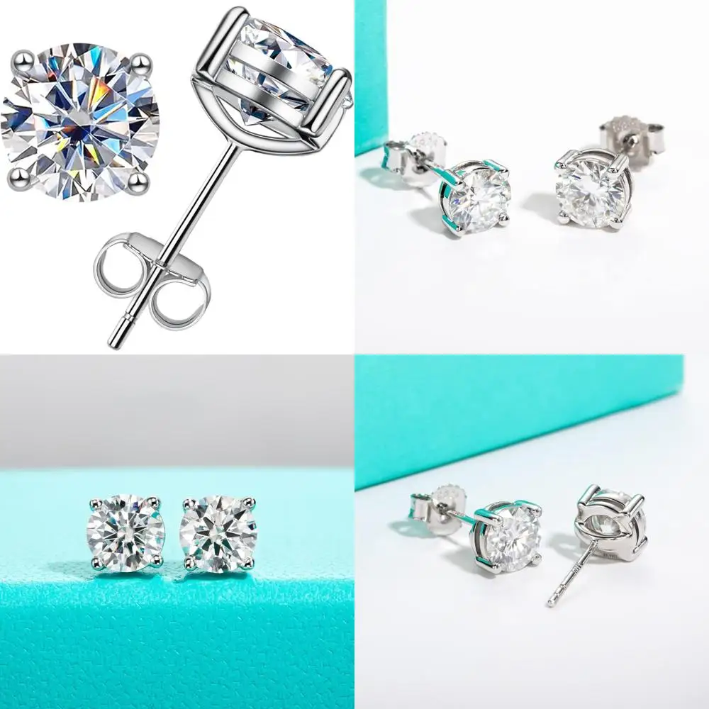 

Moissanite Stud Earrings Women 10K Yellow Gold 0.6-4cttw D Color VVS1 Sterling Silver Jewelry Long-lasting Elegance