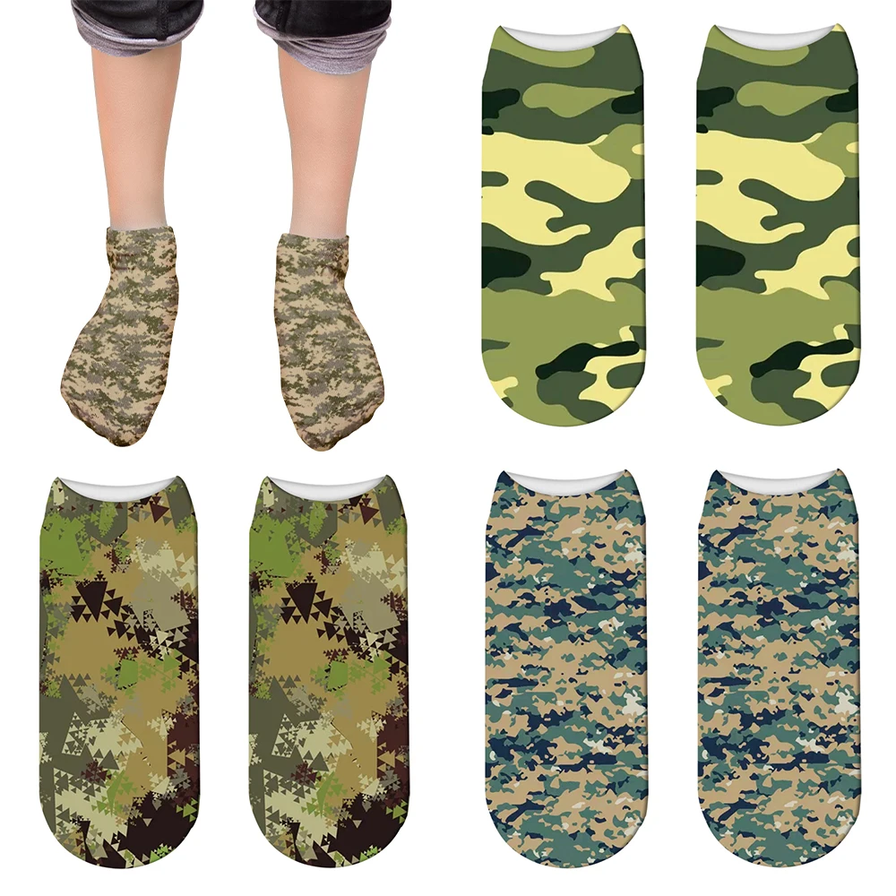 Fashionable and interesting camouflage socks unisex invisible ankle socks men and women breathable thin boat socks socks