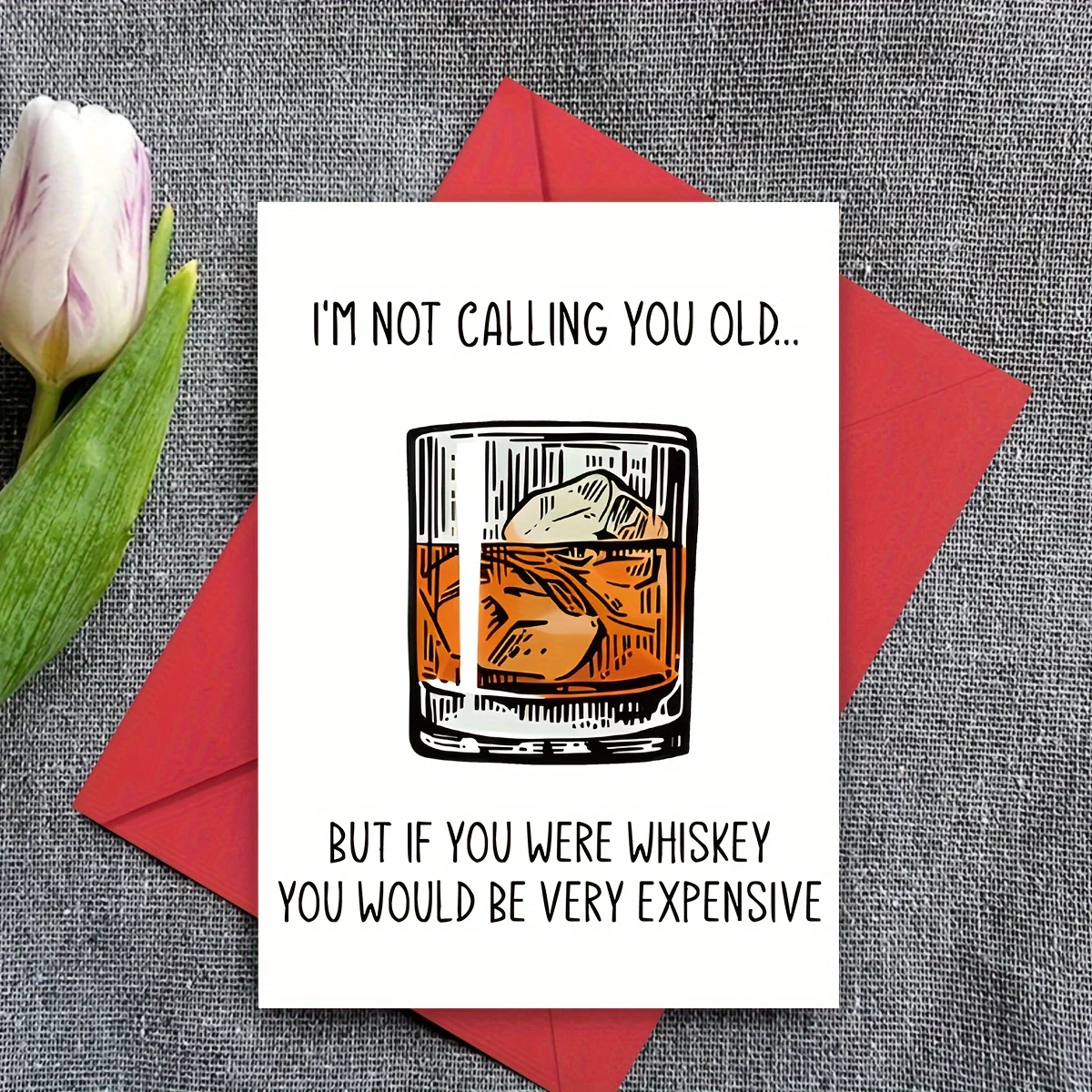 Ein Dankeschönbrief, der für Freunde und kleine Unternehmen eignet, nennen Sie nicht, „Humorvolle Geburtstagsgrußkarte „Whisky-Thema“.