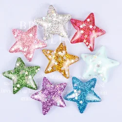 10pcs 32mm Glitter Resin Five-pointed Star Cabochons Flatbacks Scrapbook Embellishments Cell Phone Parts Deco Diy Accessories